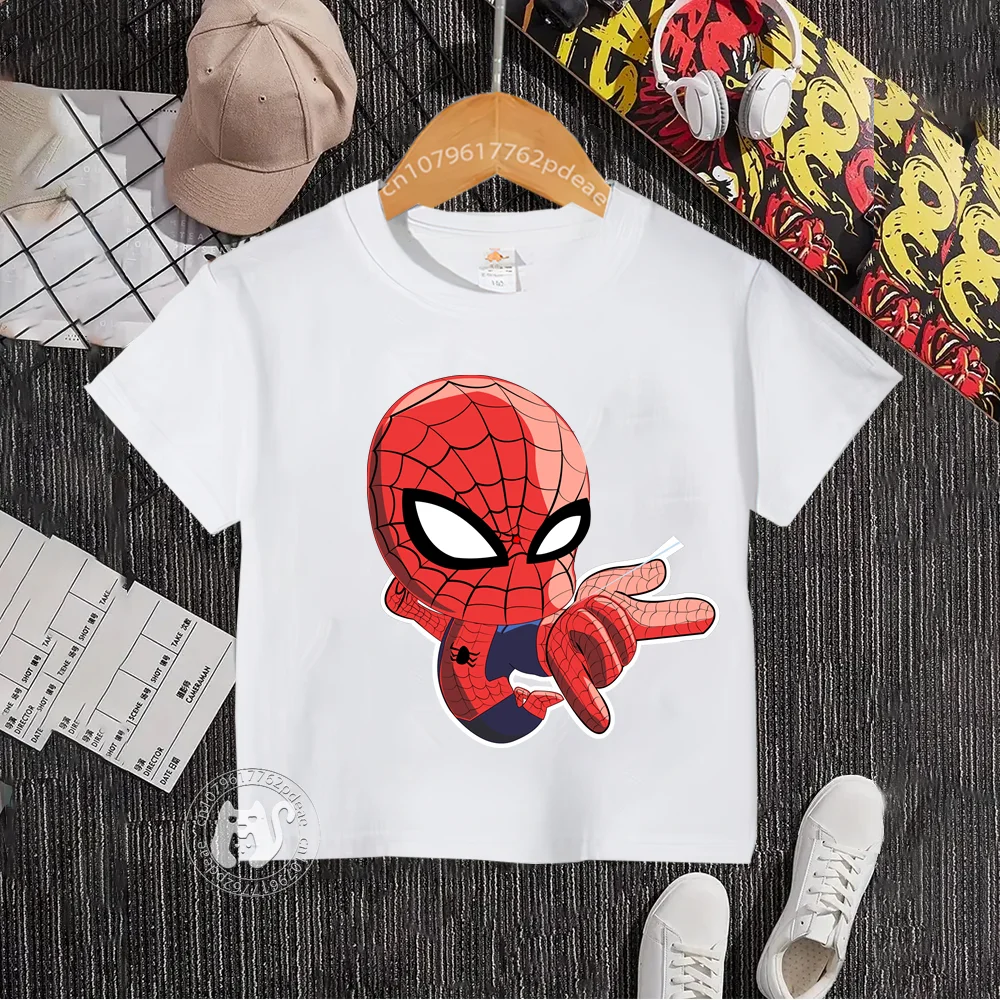 Super Hero Teen 100% Cotton T-shirt Brand Baby Baby Outdoor Comfortable Round Neck Cotton T-shirt Boys Girls Short Sleeve Top