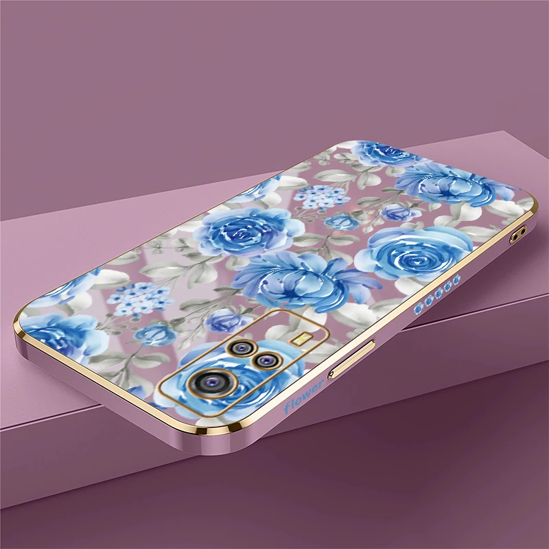 Plating Silicone Phone Case For Vivo Y01 Y12 Y12i Y11S Y11 Y15 Y15A Y15S Y9S Y5S Y03T Y02S Y02 Shockproof Flower Pattern Cover #6