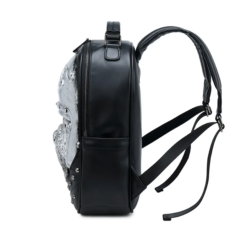 Zaino 3D personalizzato per uomo Borsa per computer da viaggio con rivetti Doppie cerniere Borsa per laptop alla moda da uomo