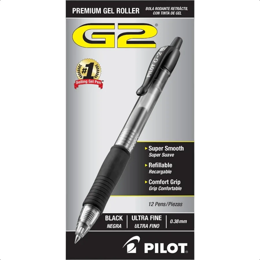 

Гелевые ручки G2 Premium Ultra Fine Point. 38 мм, упаковка из 12 шт., черные