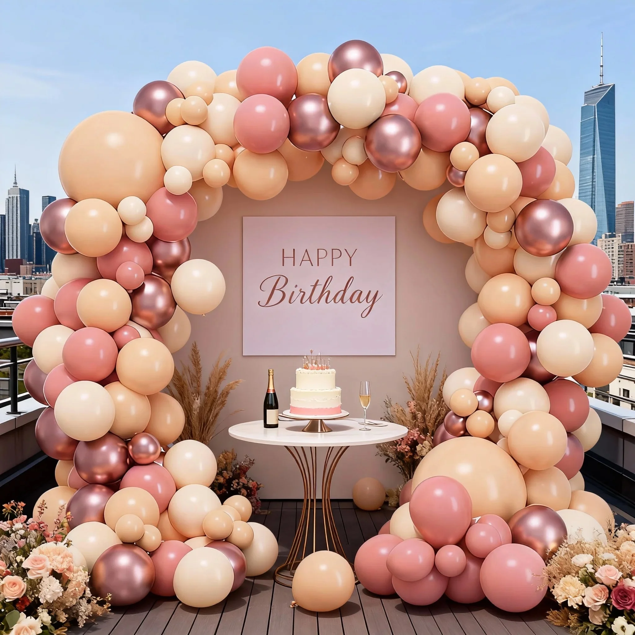 Rouge Pink Ballonbogen-Set, 129-teiliges Vintage-Hautrosa, Macaron-Orange-Metallic-Roségold-Ballon-Set, geeignet für Frühlingshochzeiten, Geburtstage, Brautpartys, Partydekorationen, die erste Wahl