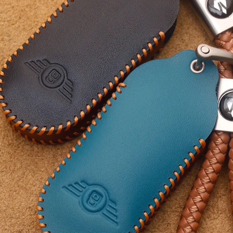 For MINI 2024 Leather Car Key Bag Case Wallet Holder Key Cover Key Chains Car Accessories