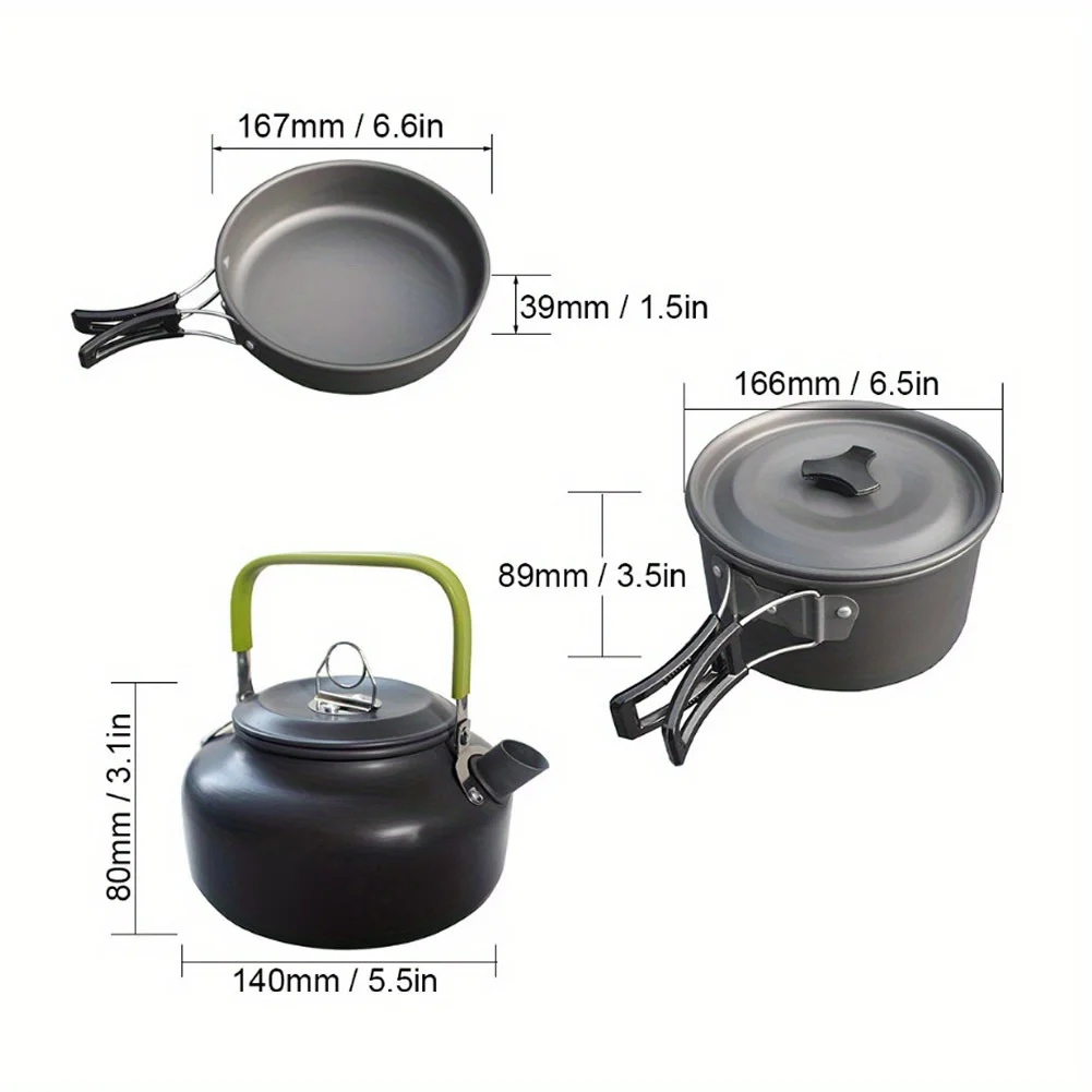 

1pc Camping Cookware Kit - Stainless Steel Utensils Set, Portable, Compact, Space-Saving, Easy-to-Clean, Ideal for Outdoor