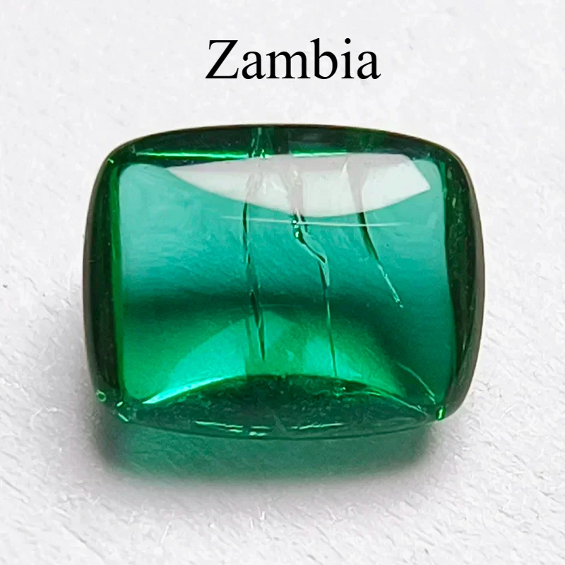 

Lab Grown Zambian Emeralds Hydrothermal Rectangle Cushion Smooth Surface with Cracks Inclusions Selectable AGL Certificate