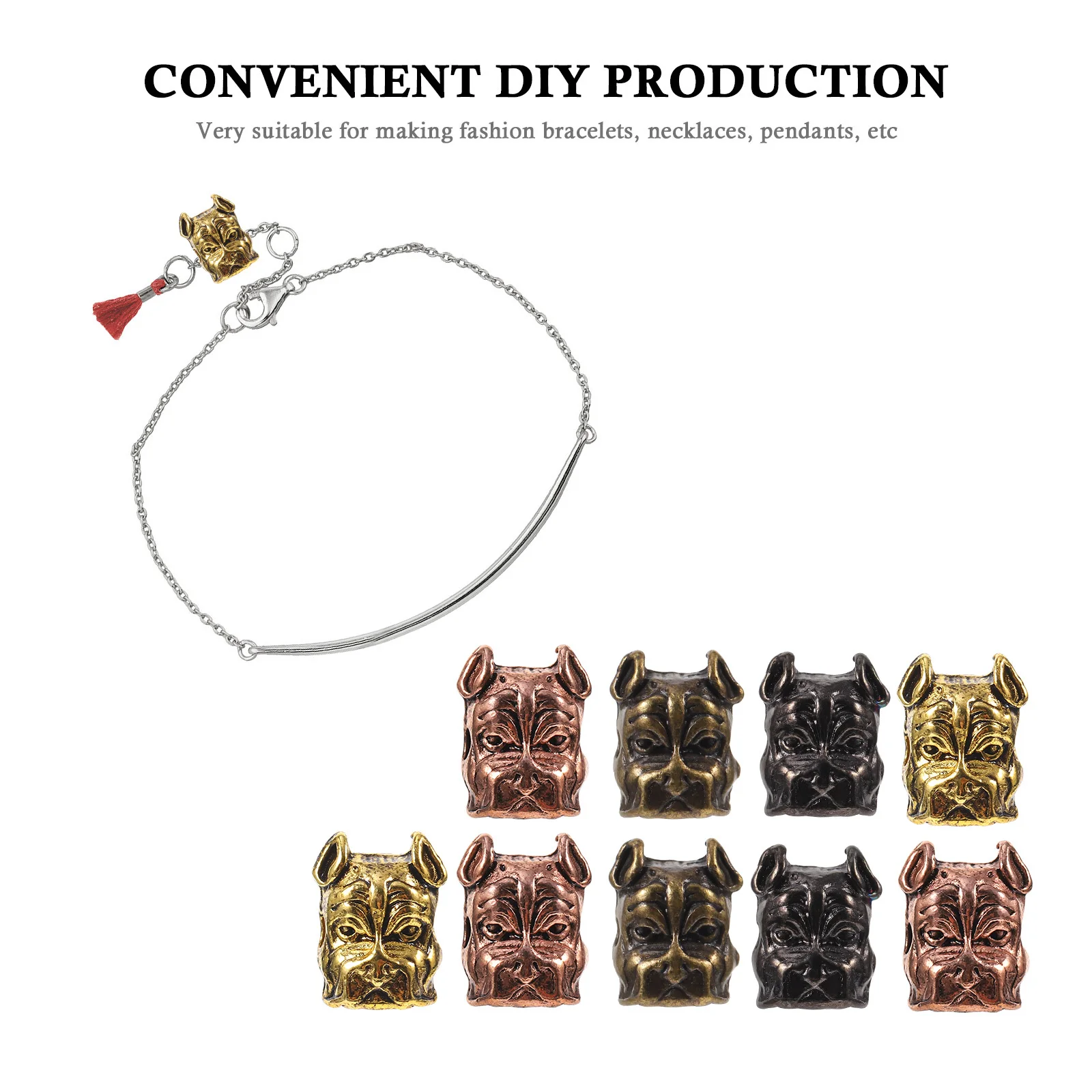 

10Pcs Alloy Dog Head Charm Connectors for Jewelry Making DIY Bracelet Necklace Handcraft Spacer Beads Kit Spacer Beads