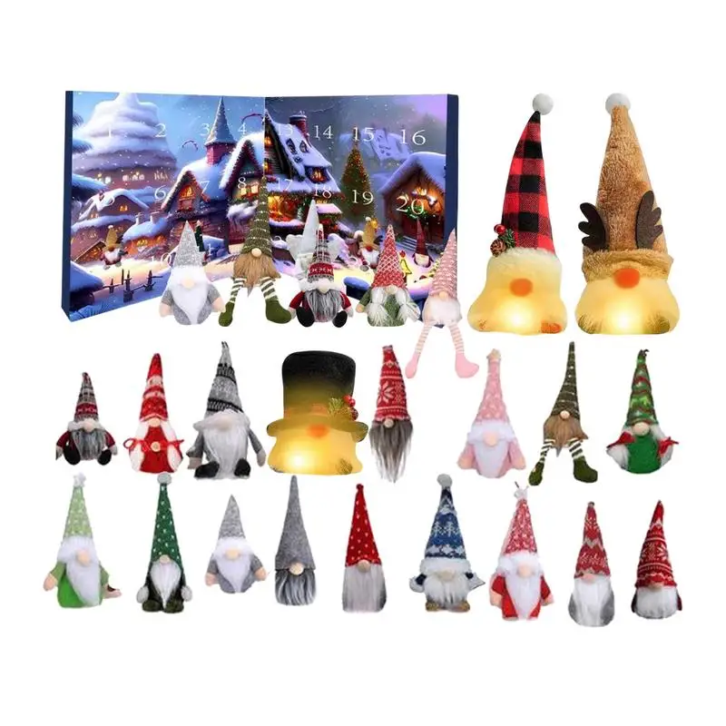 2024 Christmas LED Gnome Advent Calendar Kid Gift 24 Days Christmas Advent Calendar Gnome Dolls Holiday Home Decor