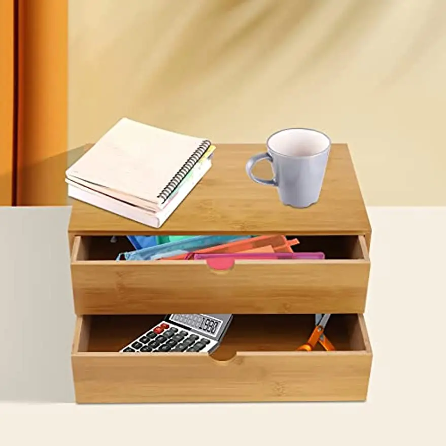 

Desk Organizer ZemMini Bamboo Drawer Table Top Storage Sbox For Office At Home Toiletries Item Provides No Assembly RequiRed