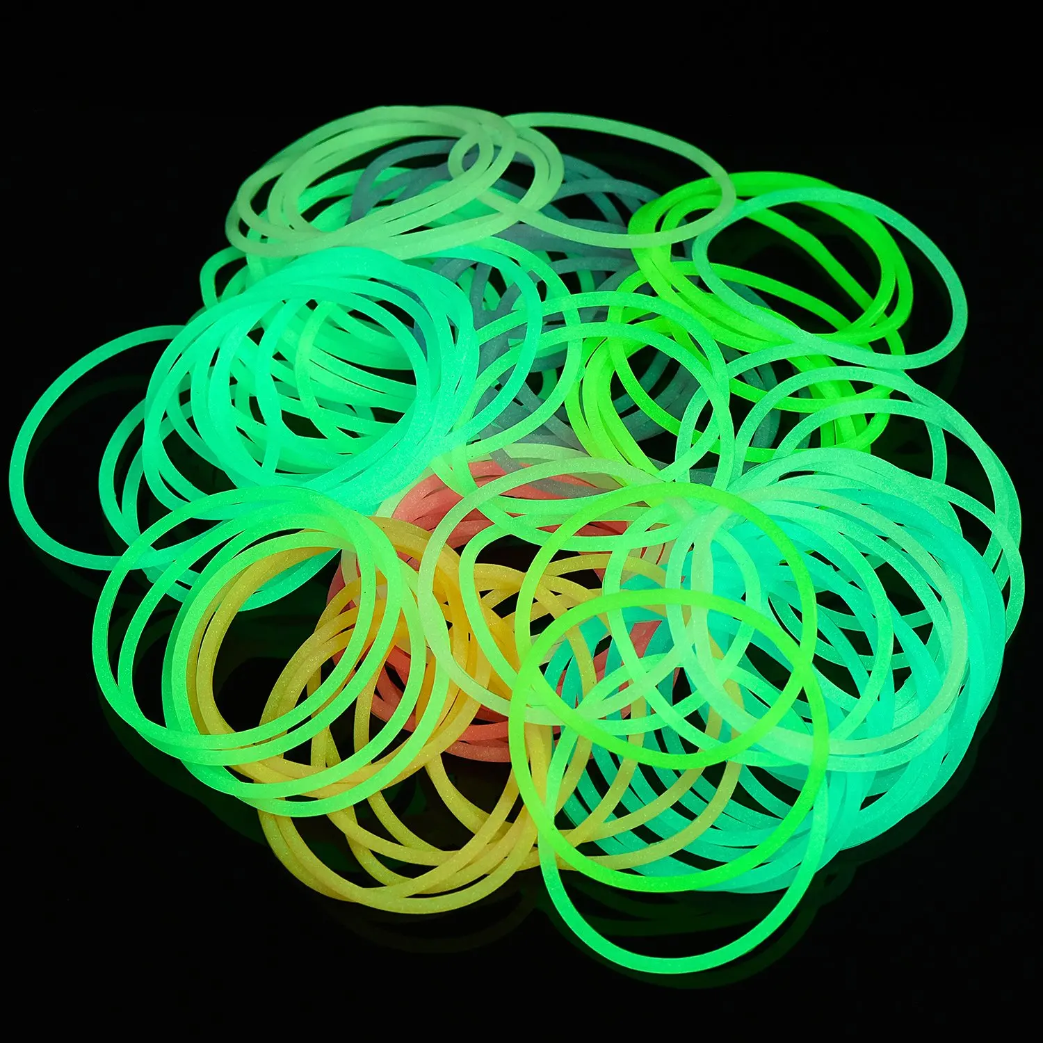 100pcs Candy Colors Silicone Bracelets Luminous Rubber Band Wristband Glow in Dark Elastic Hairband Scrunchie Bangle Accessories