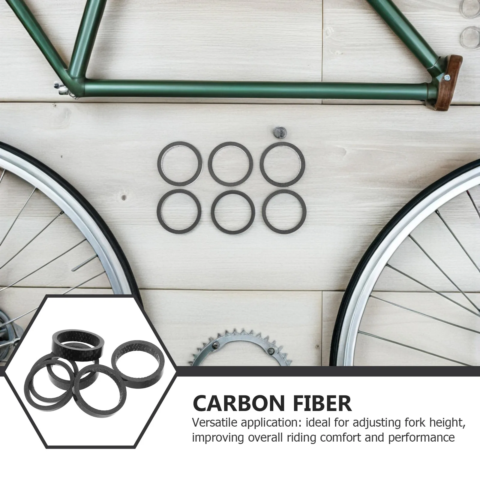 6Pcs Carbon Fiber Headset Spacers Bike Handlebar Stem Spacers Replacement for Mountain Road Bikes Cycling Accessories