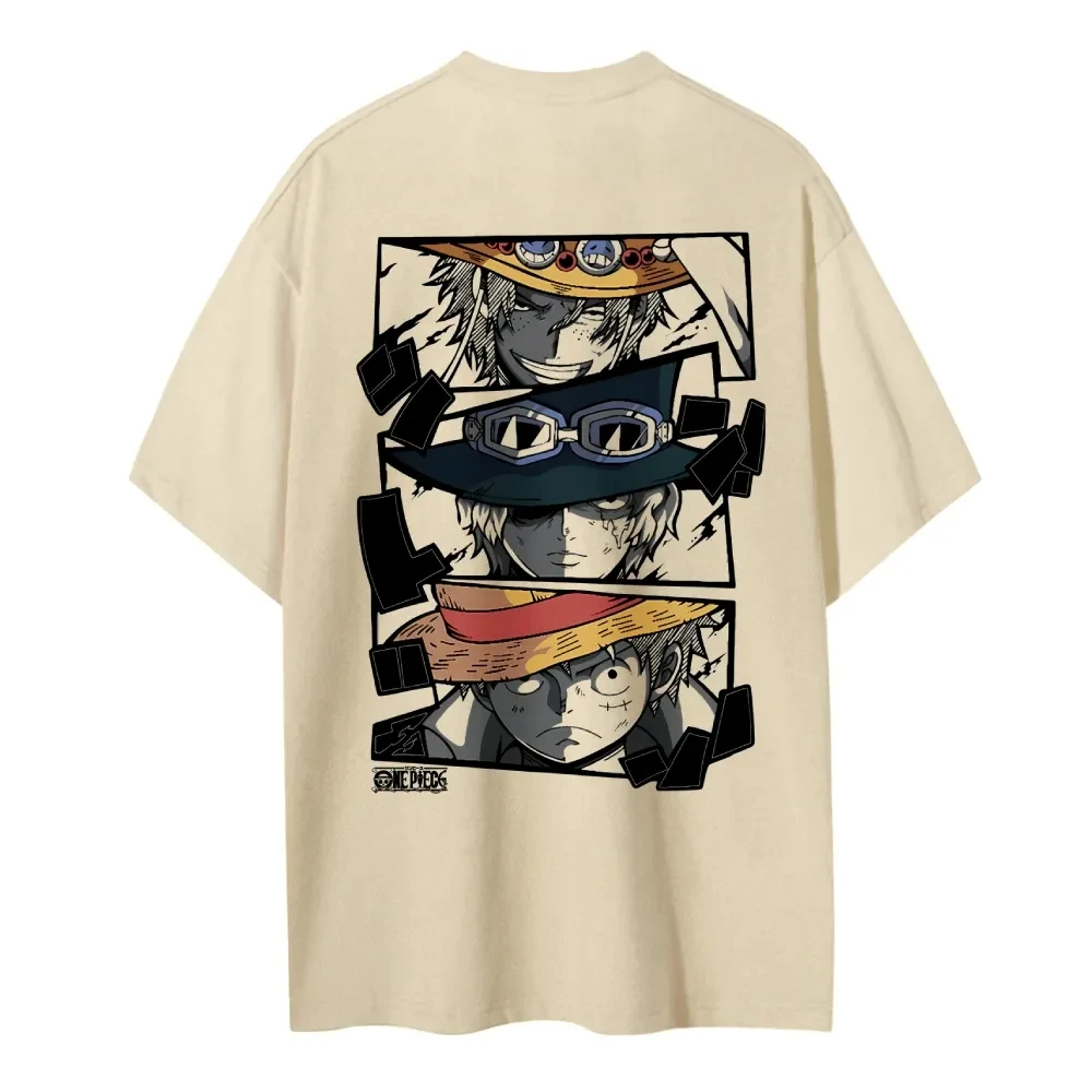 Camiseta de una pieza para hombre y mujer Monkey D. Luffy Portgas D. Ace Sabo Anime verano primavera niño manga corta trajes para padres e hijos