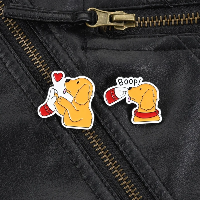 Golden Retriever Boop Enamel Pin Heart Shaped Paw and Boop Nose Touch Chill Love Style for Dog Lovers Friend Gift