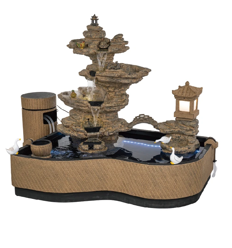 

Outdoor Rockery Landscaping, Courtyard Garden Layout, Flowing Water Decorations, Outdoor Courtyard Landscape, Large Fish Tank