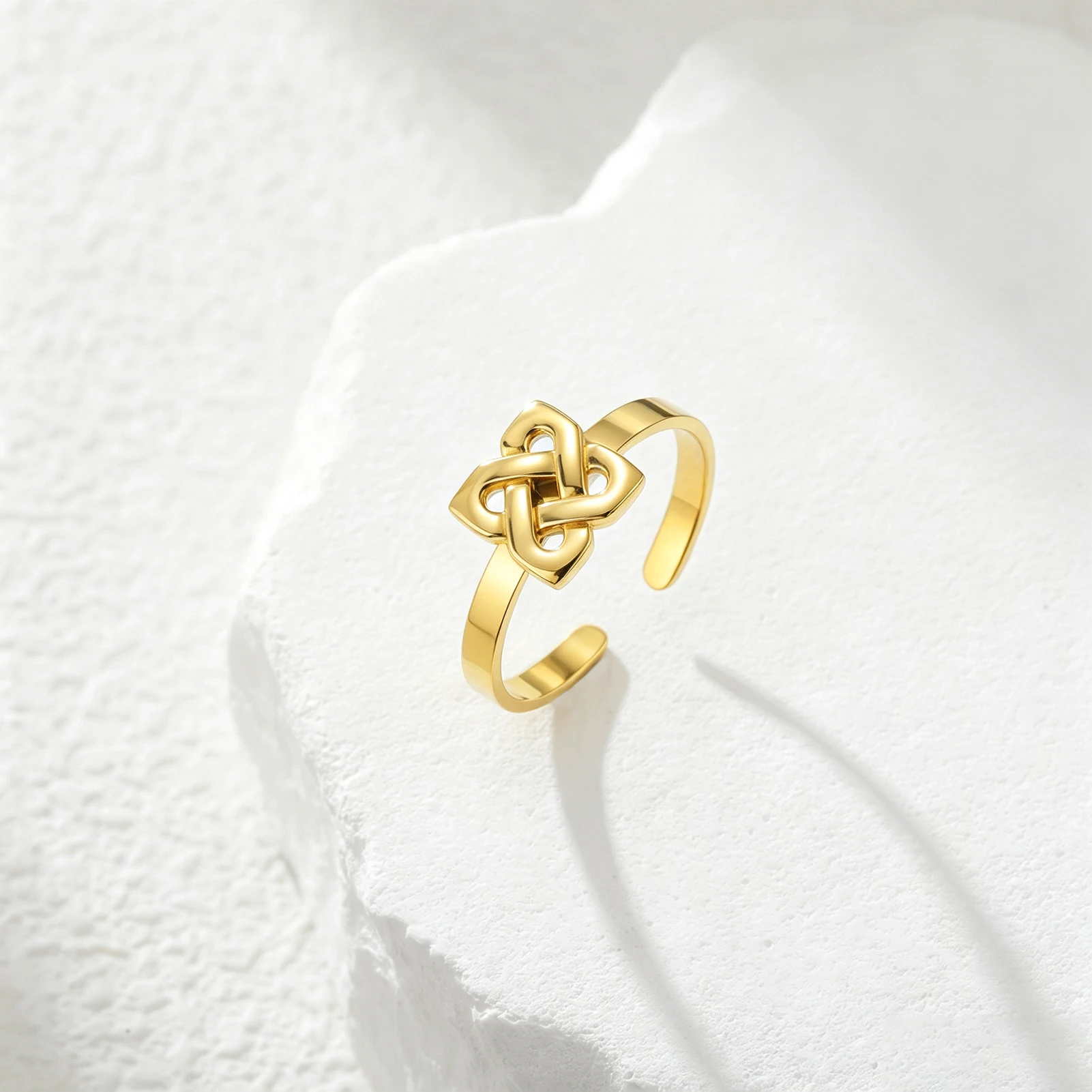 Celtic Knot Open Adjustable Ring for Women Men, Stainless Steel Vintage Irish Knot Finger Ring Fashion Jewelry Gift