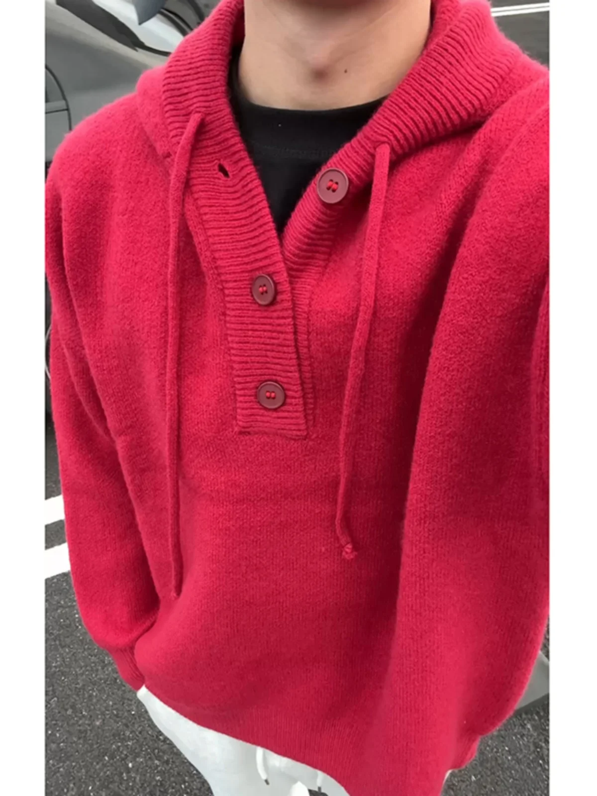 

Мужской вязаный свитер Ankela Red Lazy Sle, зимний кардиган с капюшоном, повседневная верхняя одежда, мягкий, комфортный, средней плотности, длинный...