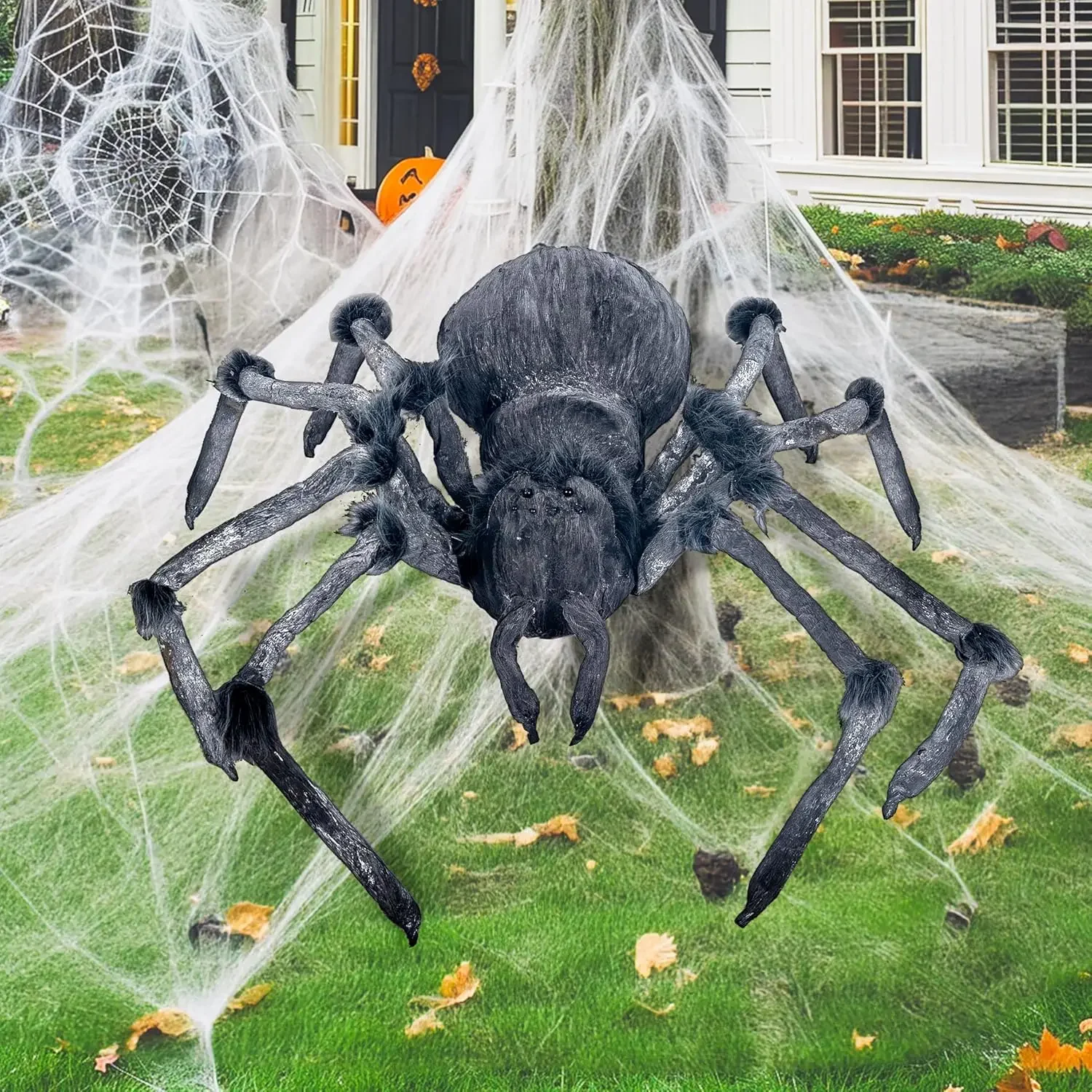 

Halloween Outdoor Decorations Giant Spider, 45” Large Spider Halloween Decor Outside, Fake Spider for Haunted House Prop