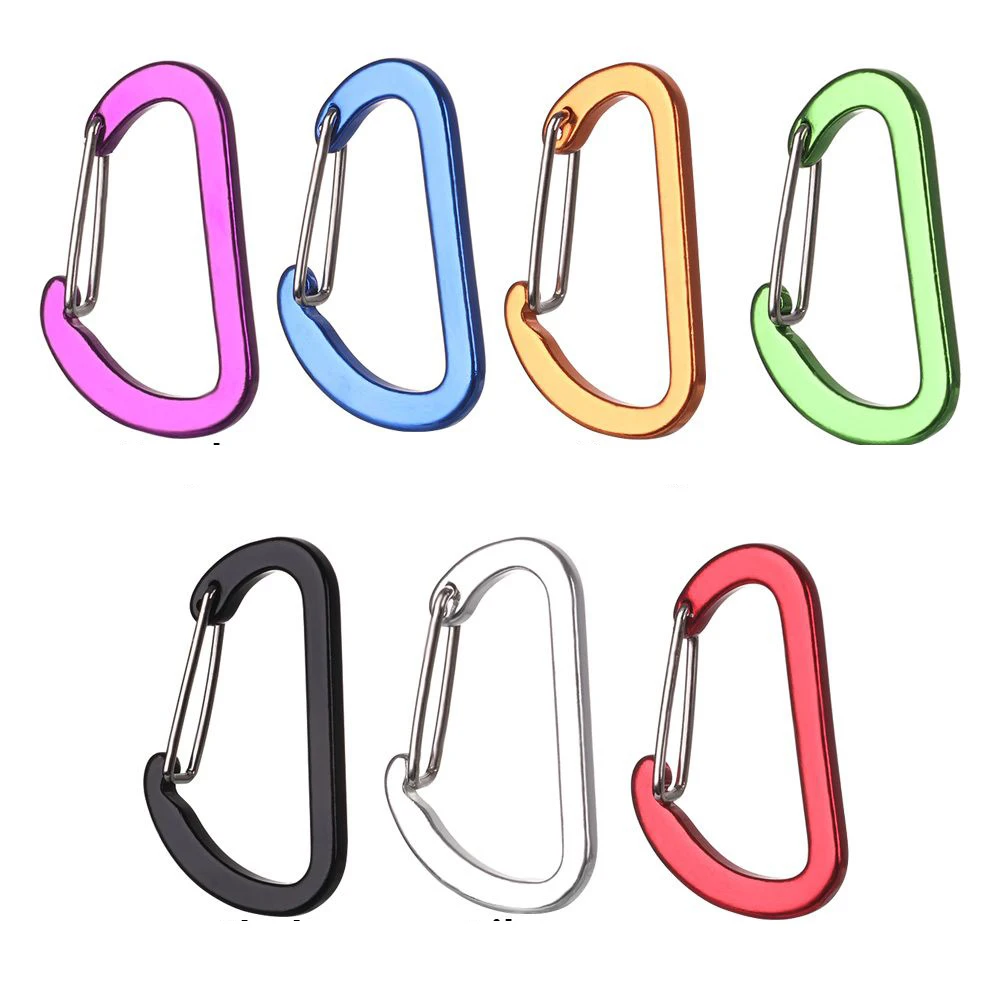 4pcs Aluminum Alloy D-Ring Keychain Carabiner Lock Buckle Hook Climbing Snap Clip High quality Fishing Tool