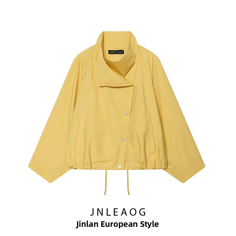 

JNLEAOG Summer New Fashionable Women's Jacket Side Opening Design Standard Fit Long Sleeve Polyester Coat for Ladies