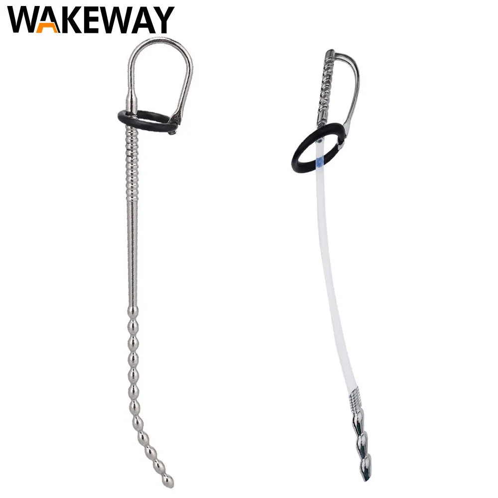 WAKEWAY Male Urethral Sound Penis Plug Probe Catheter Prince Wand Male Hands Free Masturbator Ball Stretcher Sex Toy For Man New