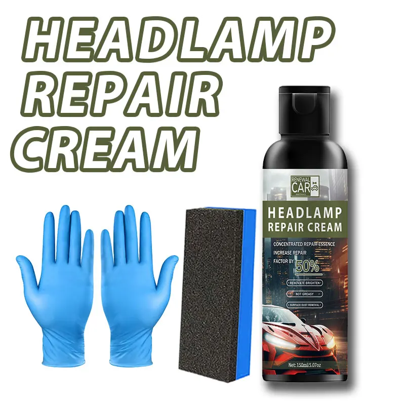 

Набор кремов для ремонта фар (150 г + губка) — полировка, ремонт царапин, устраняет пожелтение, 90% яркость, все модели