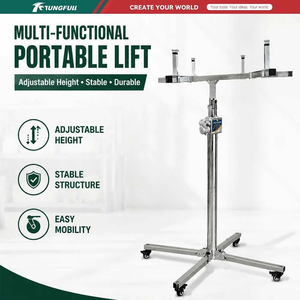 Portable HVAC Lift Air Conditioner Installation Lift Adjustable Height Ceiling AC Lifter Folding Stainless Steel Lifting Tool