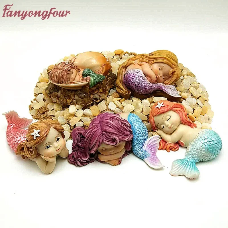 Dreamy Cute Mermaid Silicone Mold for Birthday Cake Decoration DIY Chocolate Sugar Gypsum Candle Making Tool