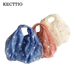 New Tote Bags For Women Embroidered Little Daisy Design Cute Shopping Bag Handbag Female Spring Summer New Bag