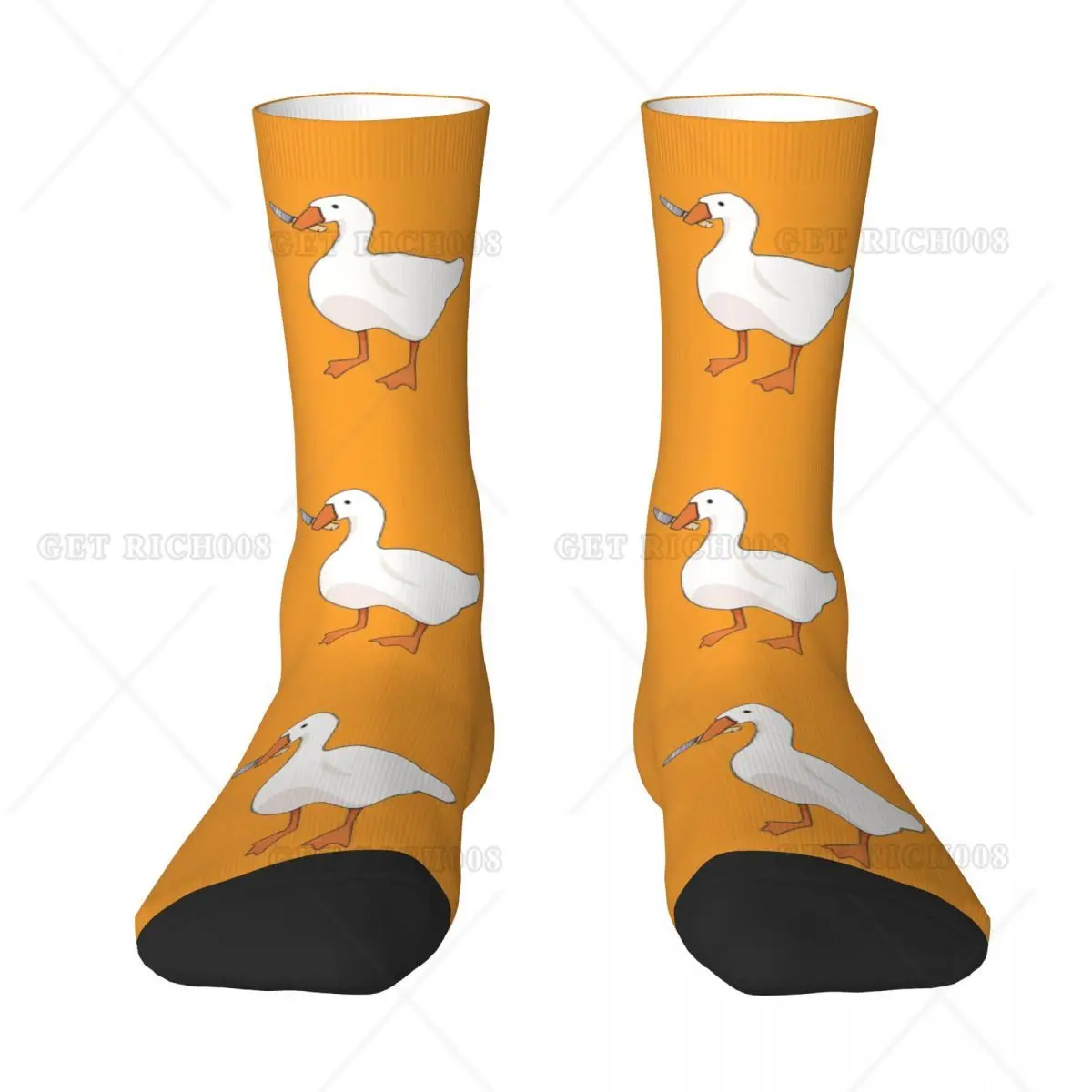 Duck with A Knife Socks Geese Cool Unisex Mid Stockings Large Chemical Fiber Home Quality Socks