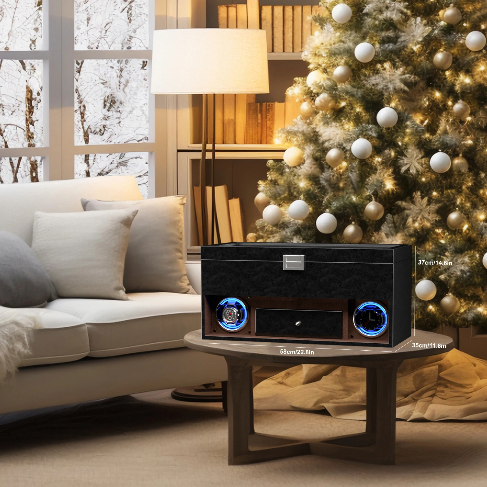 Двойная намотка для автоматических часов, 2 рулона, коробка для хранения, дерево с фотоэлементом