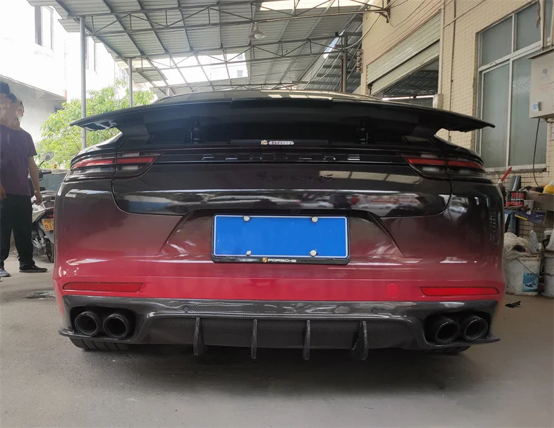 Kit de corps de becquet de diffuseur arrière en Fiber de carbone pour Porsche Panamera 2017 – 2022