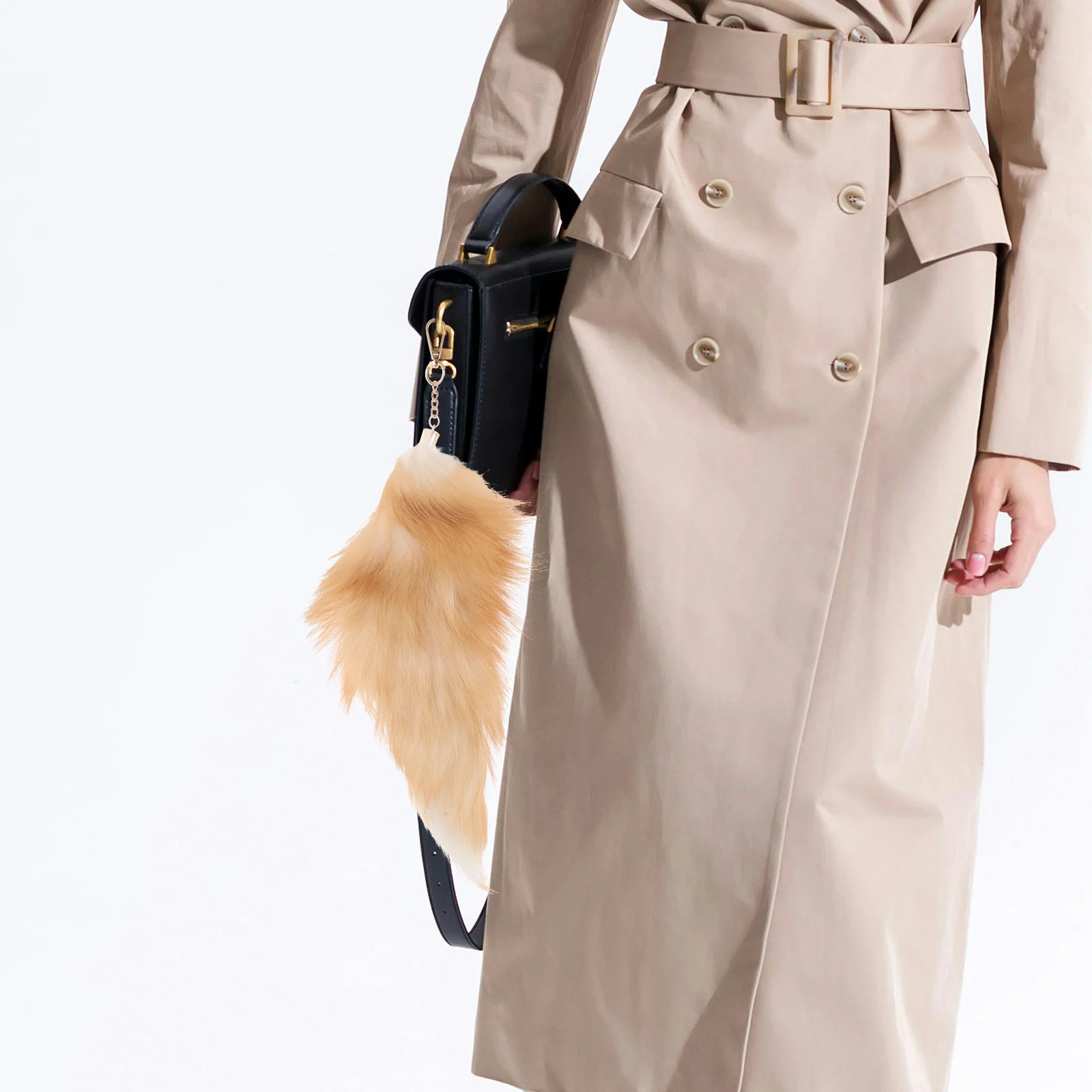 

Fox Tail Keychain Pendant Animal Tail Decor For Bag Backpack Car Keys Hanging Ornament Soft Lightweight Furry Accessory