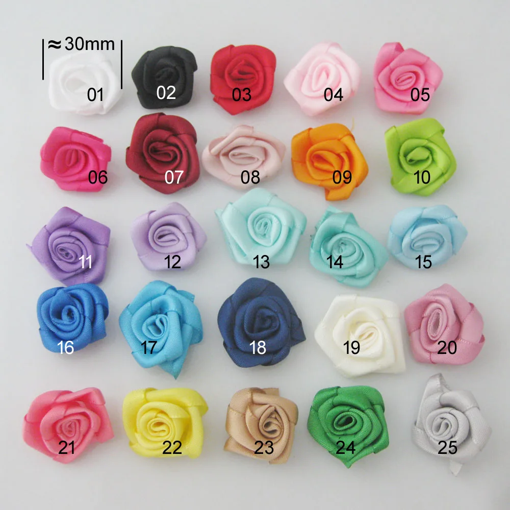 About 30MM Cloth Rosettes Flower 30Pcs DIY Craft Decoration Ribbon Rose DIY Sewing Accessories