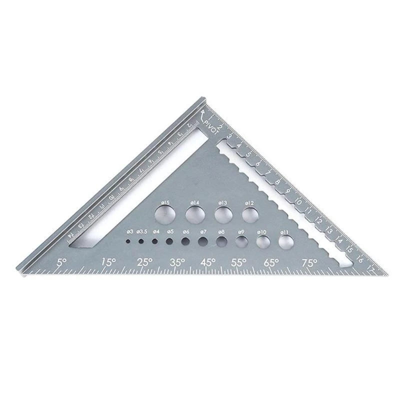 7Inch Triangle Ruler Aluminum Angles Protractors Measuring Ruler L4MF