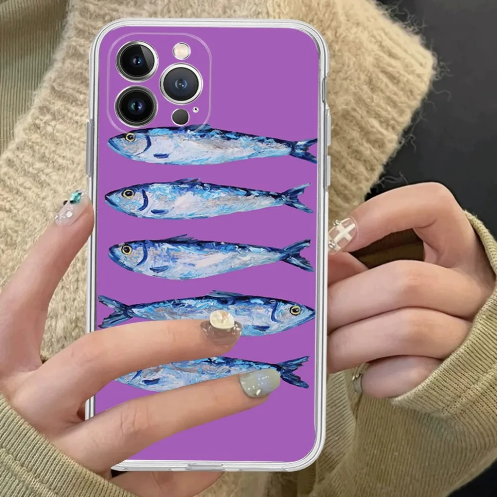 Sardines Phone Case For IPhone 15 14 13 12 Mini 11 Pro XS Max X XR SE 6 7 8 Plus Soft Silicone Cover