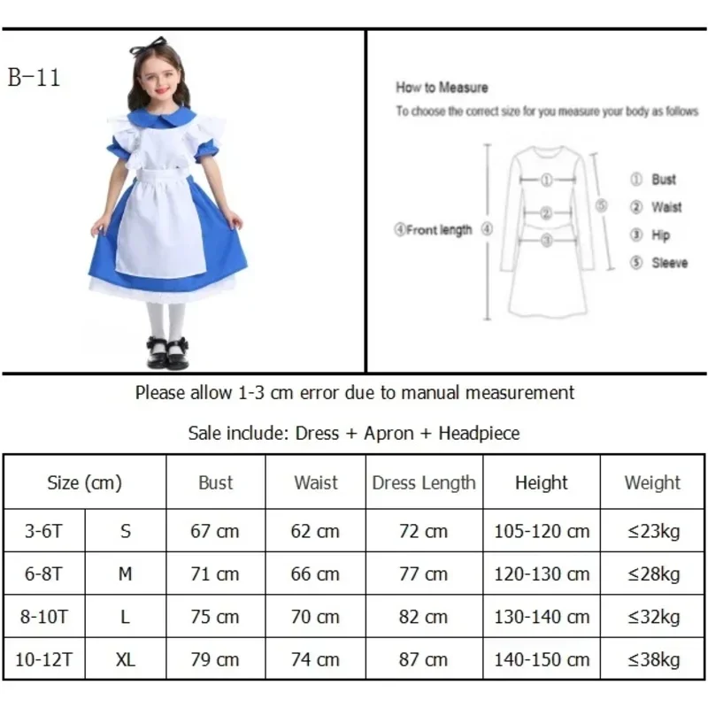Alice in Wonderland Costume for   Fantasias Lolita Maid  Cosplay Halloween Carnival Party Fancy Dress Up view 6