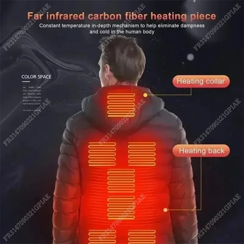 25 Areas Heated Jacket Men Women Winter Usb Electric Heating Parka Smart Heating Clothes New Snow Waterproof Down Cotton Coats