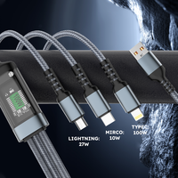 1.2m/4ft Nylon Braided 【MFi Certified】3 in 1 USB charging cable For Iphone Samsung Huawei Xiaomi Multi Port Multiple