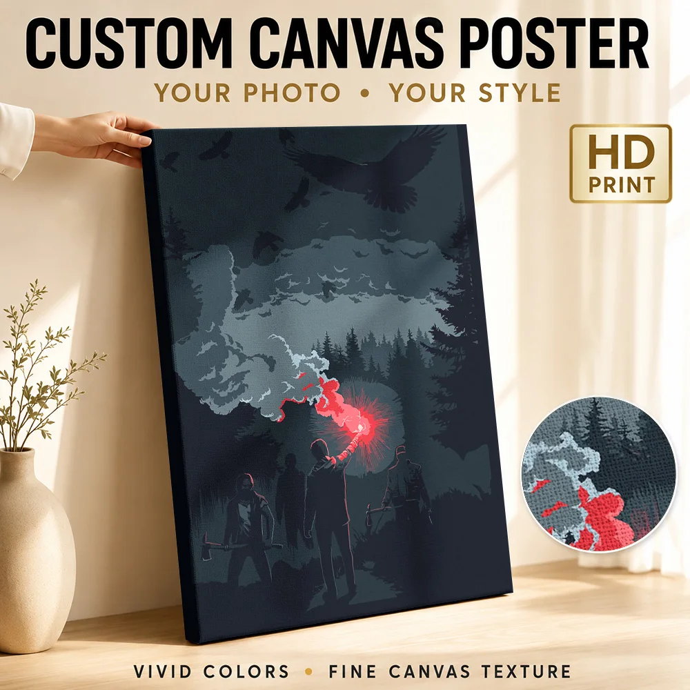 Dark Forest Flare Canvas Painting Poster Custom Photo Travel Landscape Canvas Wall Art for Bedroom Hallway Decor Ready to Hang
