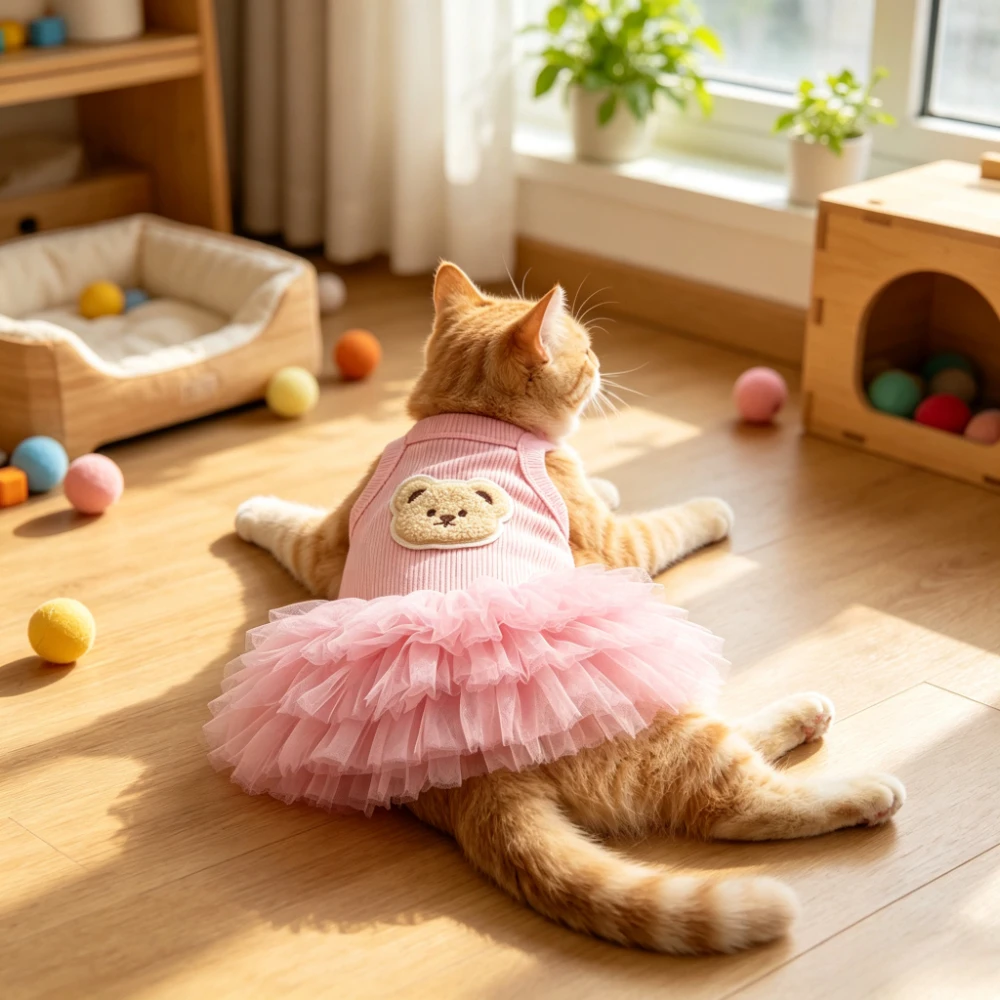 Entzückender Prinzessinnen-Hundekleidchen Ärmellos Flauschiger Niedlicher Halbrock Bequeme Kleidung für Kleine Hunde und Katzen – Detail 4