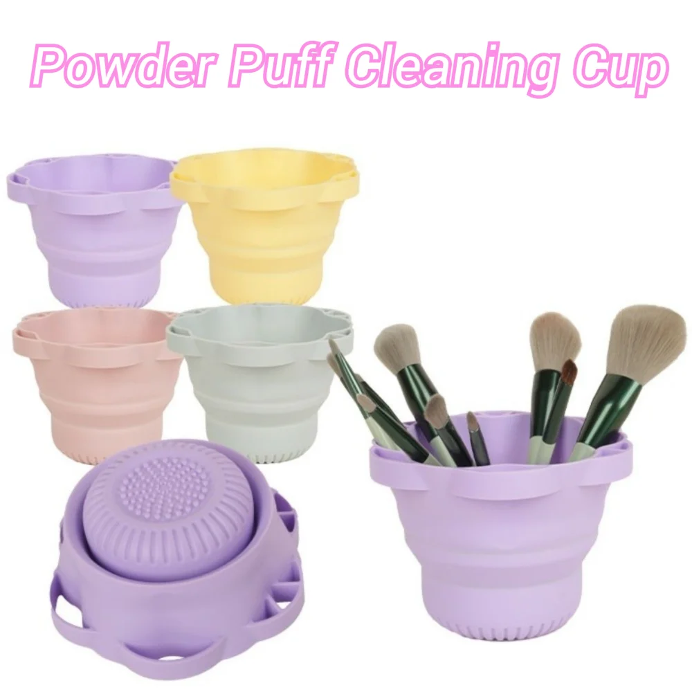 

Silicone Lazy Makeup Brush Cleaner Reusable Fast Dryer Powder Puff Cleaning Cup Portable Cleaning Bowl Makeup Brush Holder