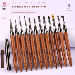 12pcs High Quality Real Wood Nail Brush Set Nail Art Brushes Drawing Pen Art Liner Handle Manicure Stripes Wooden Acrylic