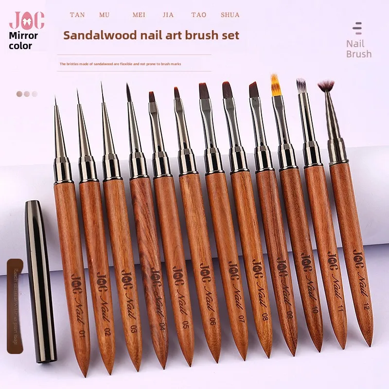 12pcs High Quality Real Wood Nail Brush Set Nail Art Brushes Drawing Pen Art Liner Handle Manicure Stripes Wooden Acrylic