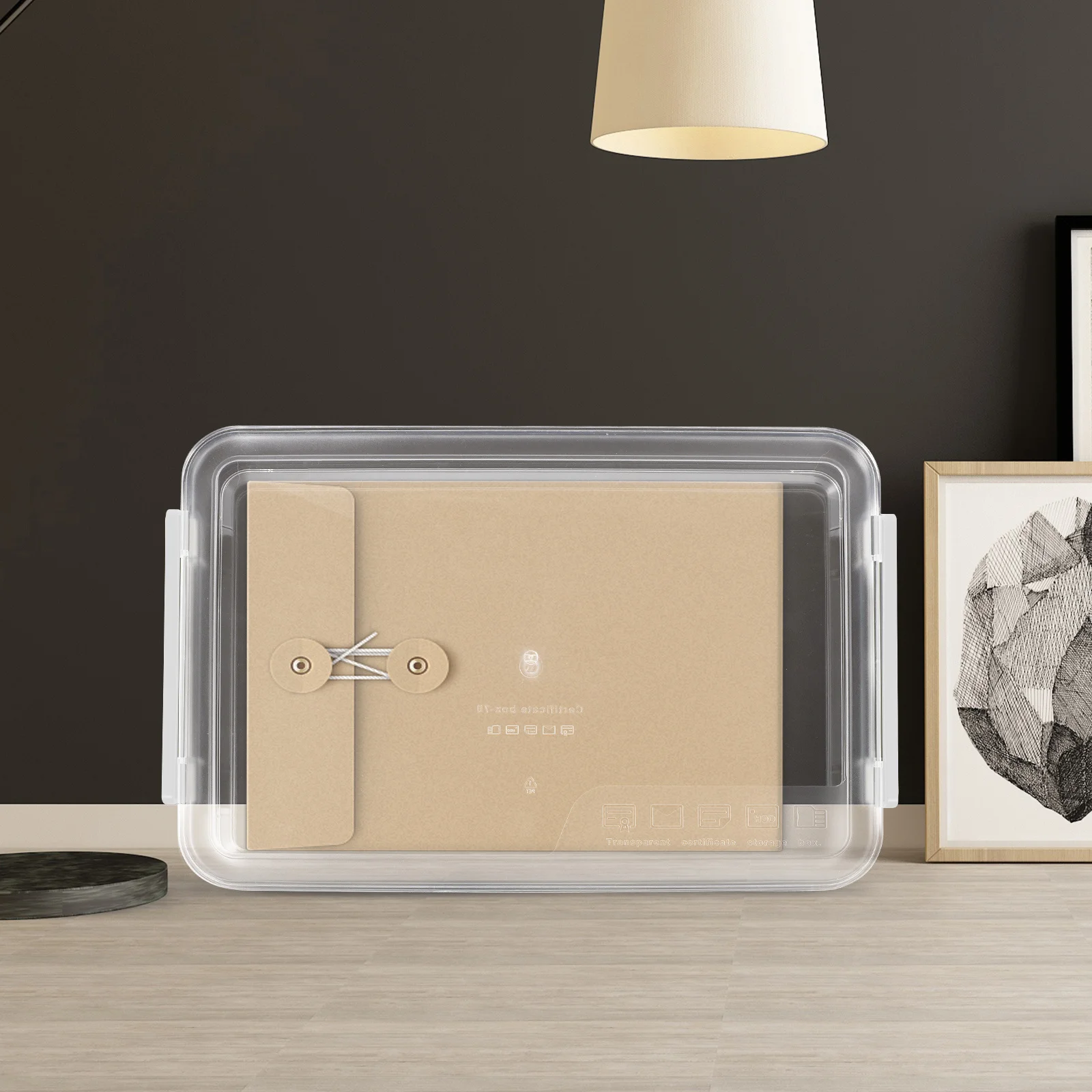 صندوق ملفات شفاف قابل للتكديس منظم تخزين المستندات للمنزل والمكتب صندوق مجلد الملفات صناديق المستندات مع غطاء