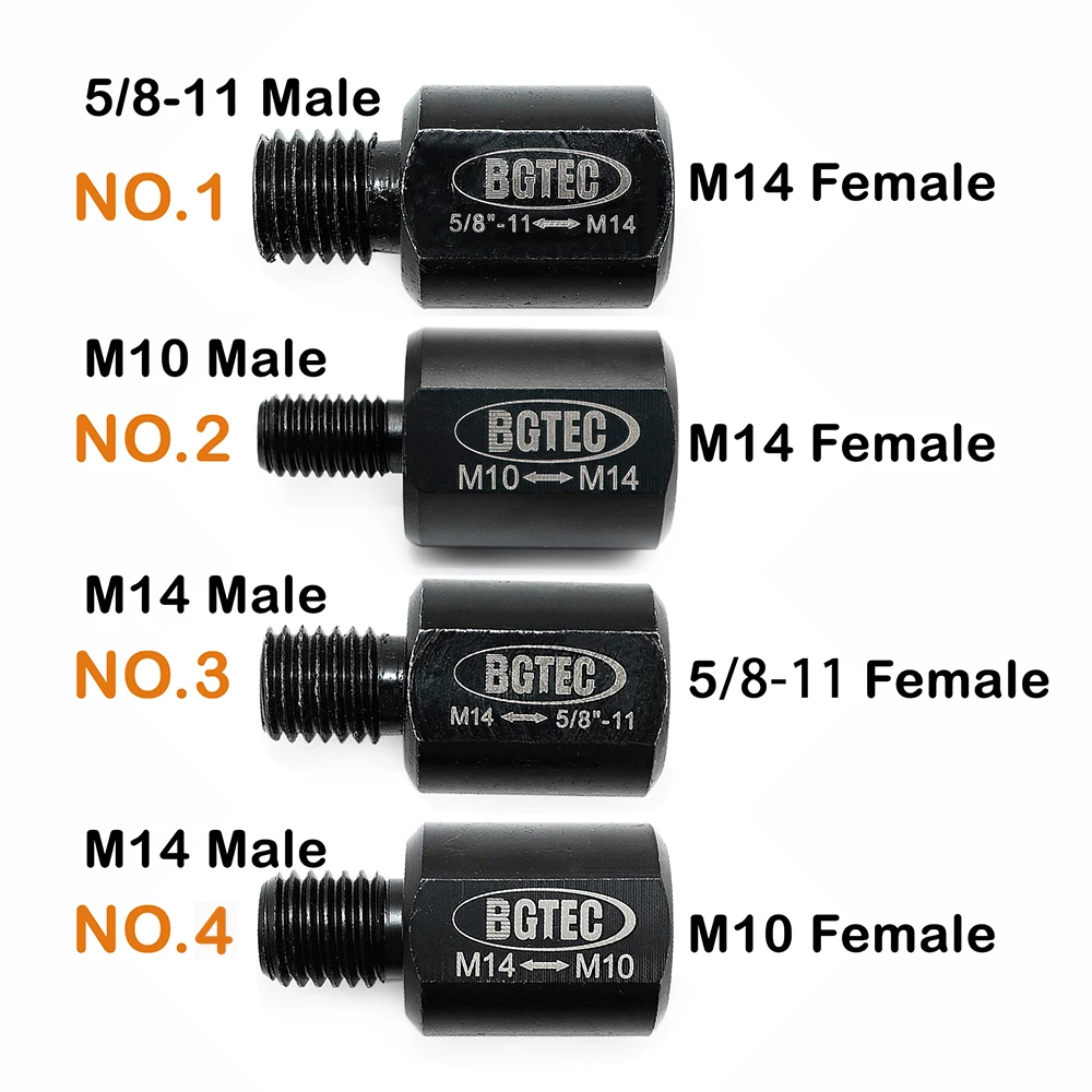 BGTEC 1pc Different Thread Adapter Diamond Drill Core Bits M14 5/8-11 M10 Different Connection Convertor Construction Tools