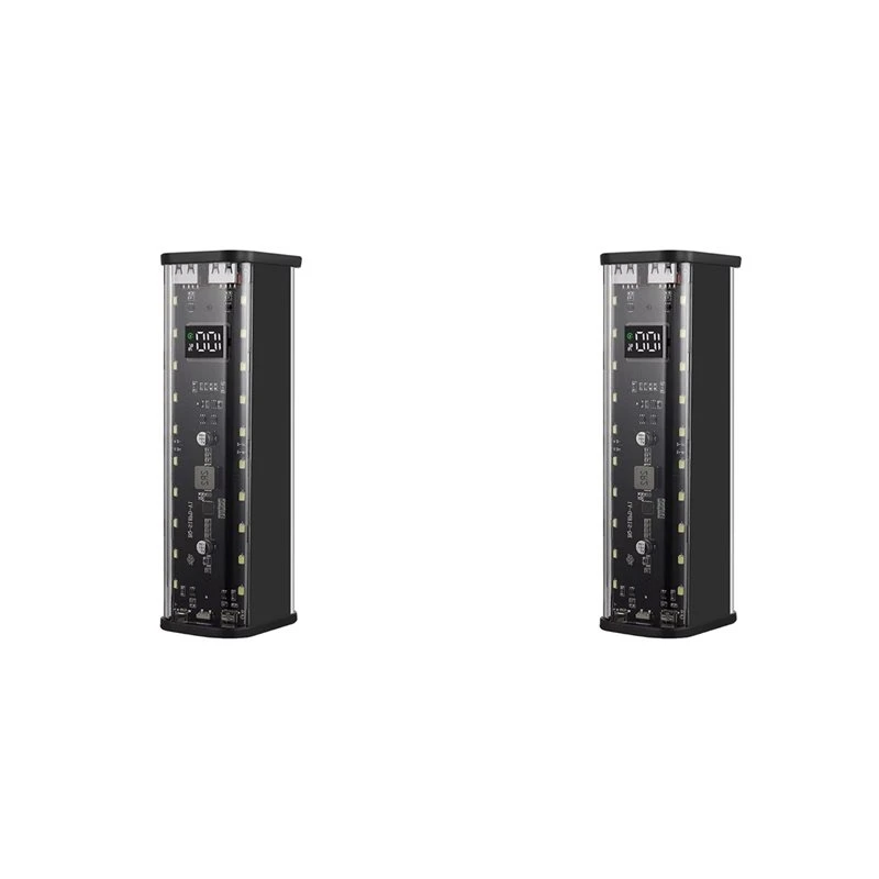T24C 2X DIY Power Sources Box 18650 Battery Holder 8 Slot, With High Efficiency Charging Digital Display Screen Black