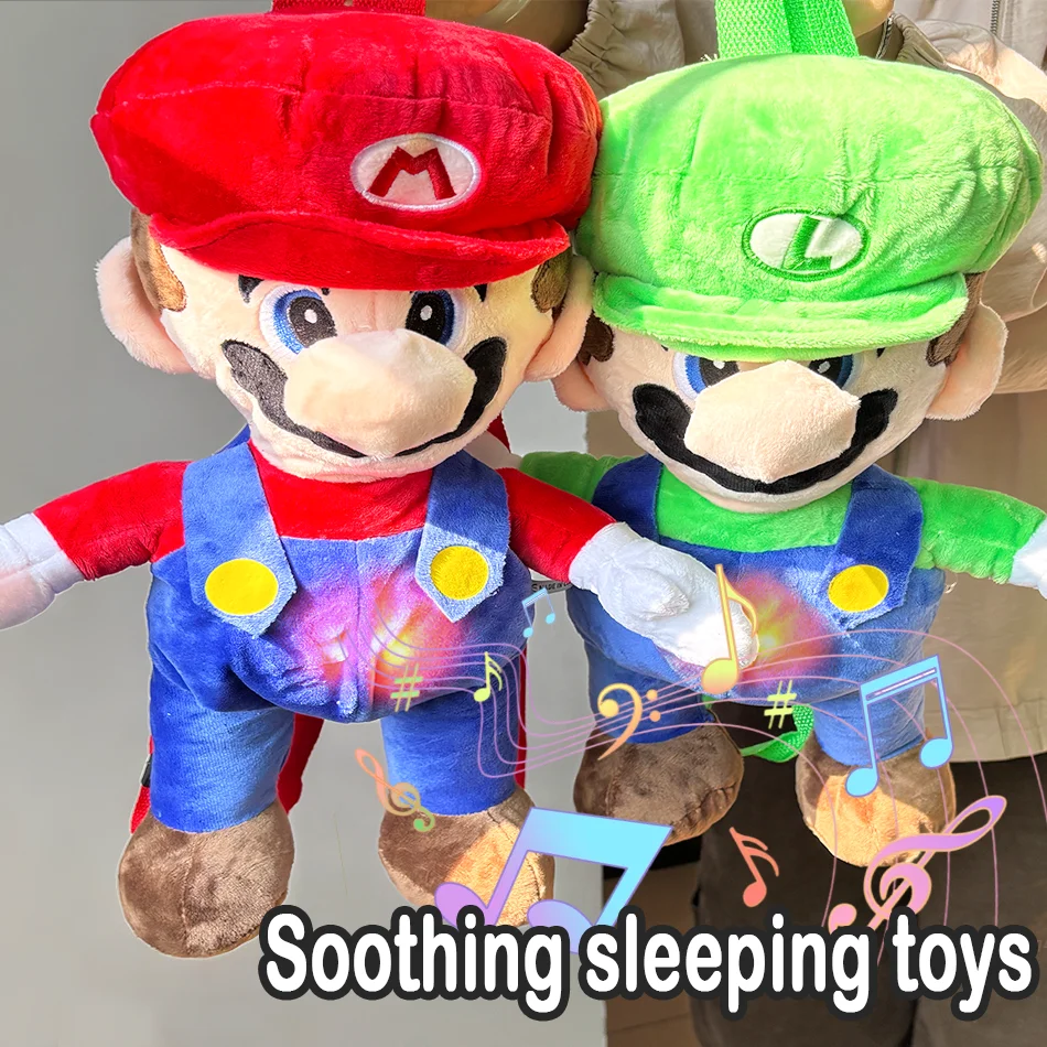 

Mario soothes toys Plush Doll Breath Child Peluche Kawaii Soothes Toy Anime Baby Music Light Sleep Toys Stitch Kid Gift