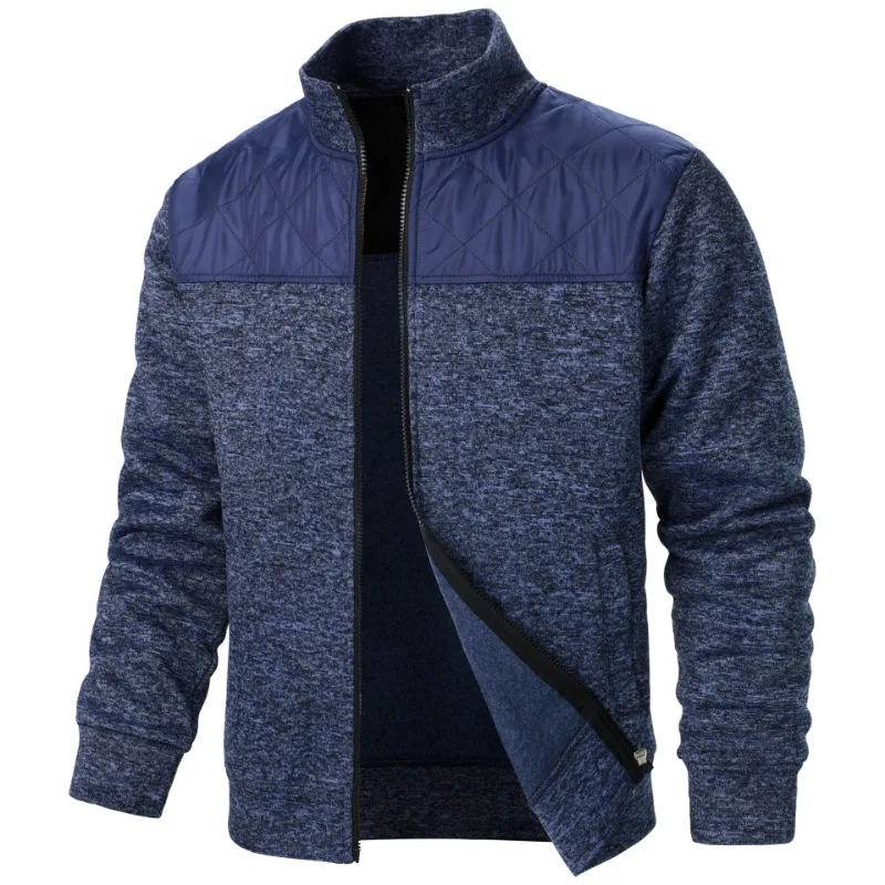 

New Men's Sweater Autumn and Winter Splicing Sweater Men's Zipper Cardigan Jacket Casual Loose Top
