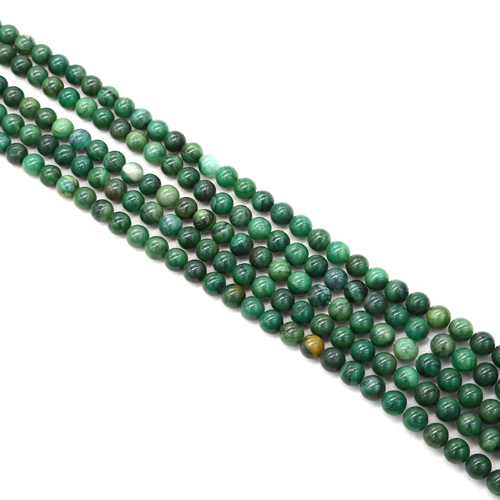 Niche Natural Stone Green African Jade Polished Straight-Hole Loose Beads DIY Necklace Bracelet Jewelry Accessories Gifts