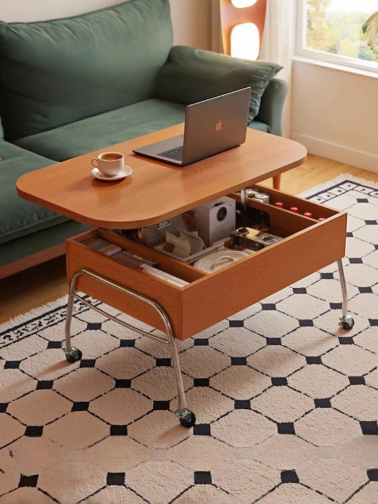 

Home Lifting Mobile Coffee Table Living Room Home Table High Sofa Side Small Apartment Dining Table Wood Industry