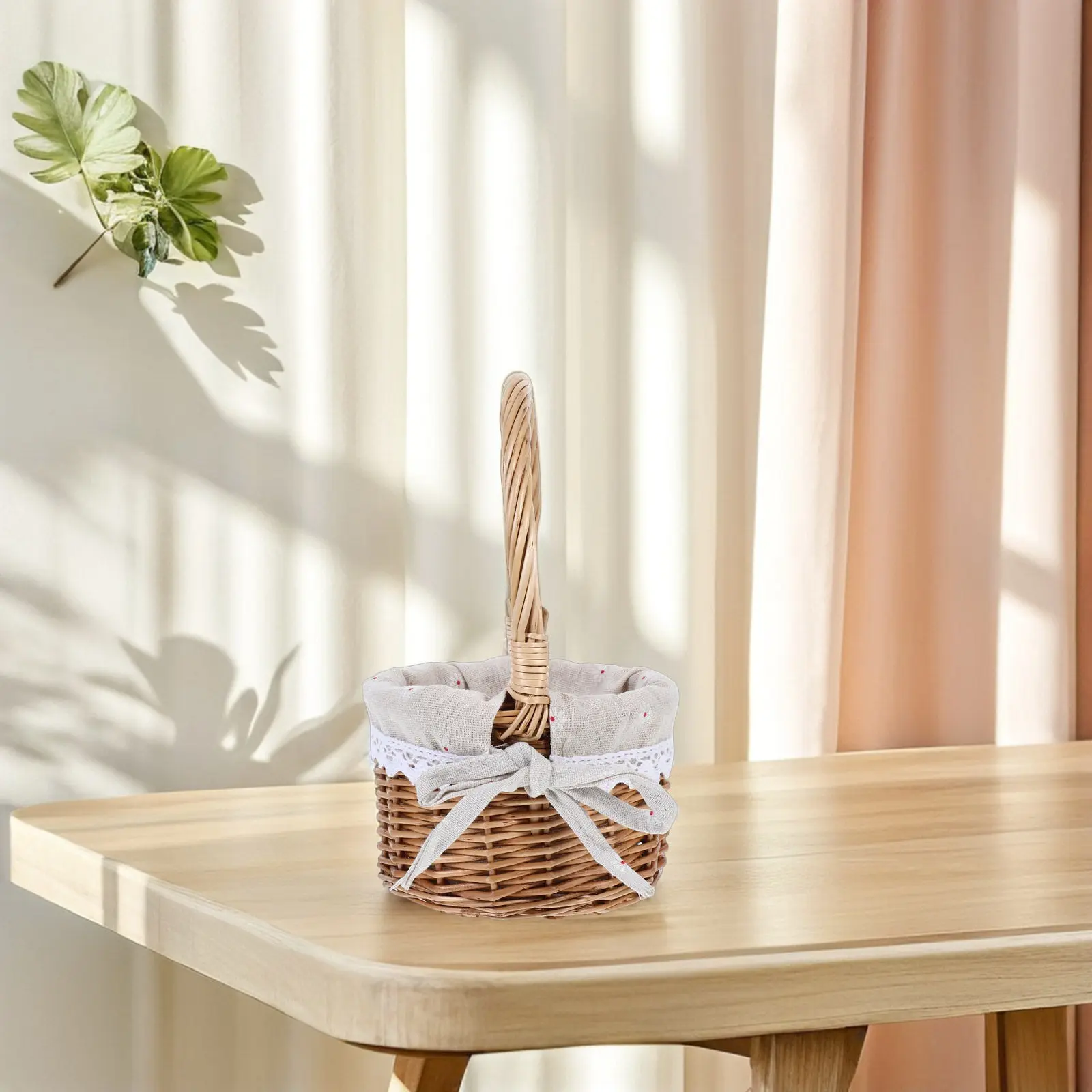 

Маленькая круглая плетеная корзина из ивы, элегантная деревенская корзина для цветов на свадьбу, декоративная корзина для конфет, сувенир для вечеринки, подарок на детский праздник