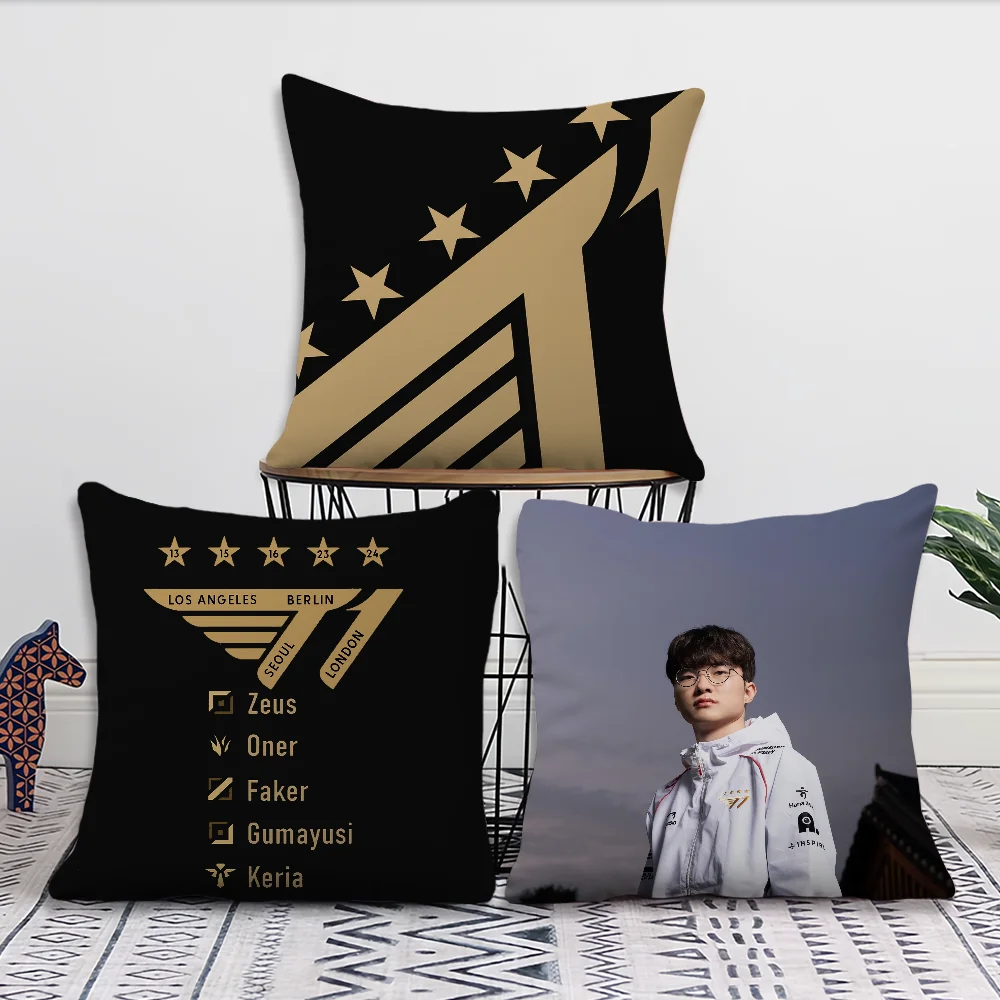 Faker LOLS SKT T1 2024 Five Champion Pillow Case Fan Style Square Home Decor Cushion Cover Design Printed